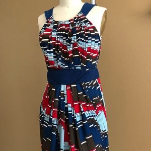 Geometric Print Sleeveless Dress